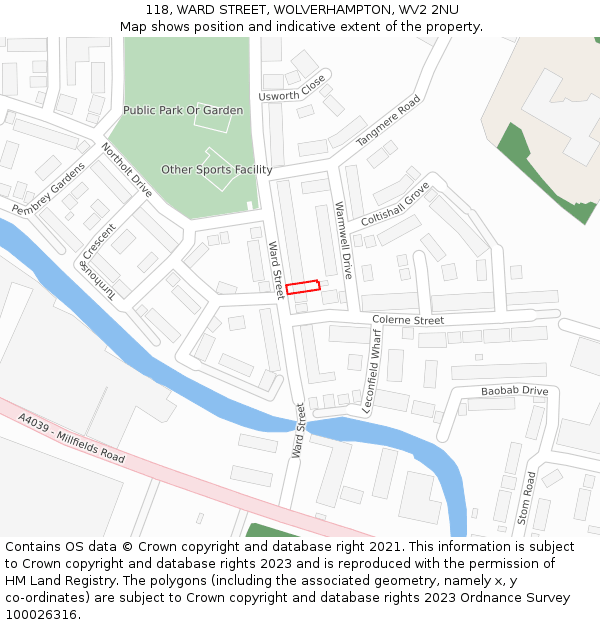 118, WARD STREET, WOLVERHAMPTON, WV2 2NU: Location map and indicative extent of plot