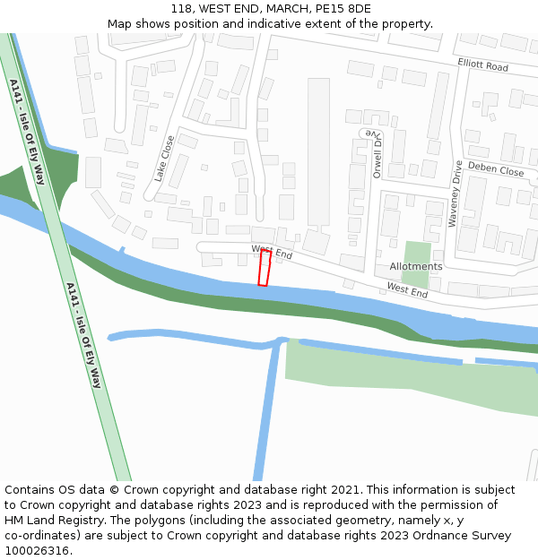 118, WEST END, MARCH, PE15 8DE: Location map and indicative extent of plot