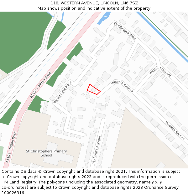 118, WESTERN AVENUE, LINCOLN, LN6 7SZ: Location map and indicative extent of plot
