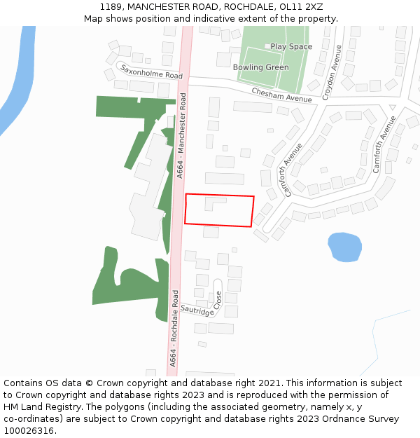 1189, MANCHESTER ROAD, ROCHDALE, OL11 2XZ: Location map and indicative extent of plot