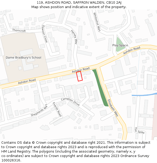 119, ASHDON ROAD, SAFFRON WALDEN, CB10 2AJ: Location map and indicative extent of plot