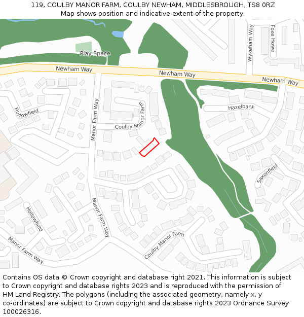 119, COULBY MANOR FARM, COULBY NEWHAM, MIDDLESBROUGH, TS8 0RZ: Location map and indicative extent of plot