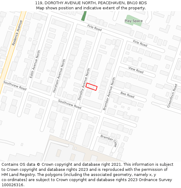 119, DOROTHY AVENUE NORTH, PEACEHAVEN, BN10 8DS: Location map and indicative extent of plot