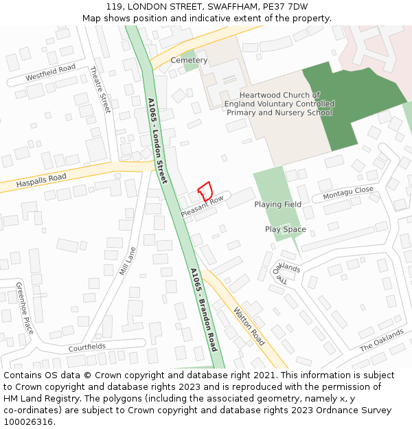 119, LONDON STREET, SWAFFHAM, PE37 7DW: Location map and indicative extent of plot