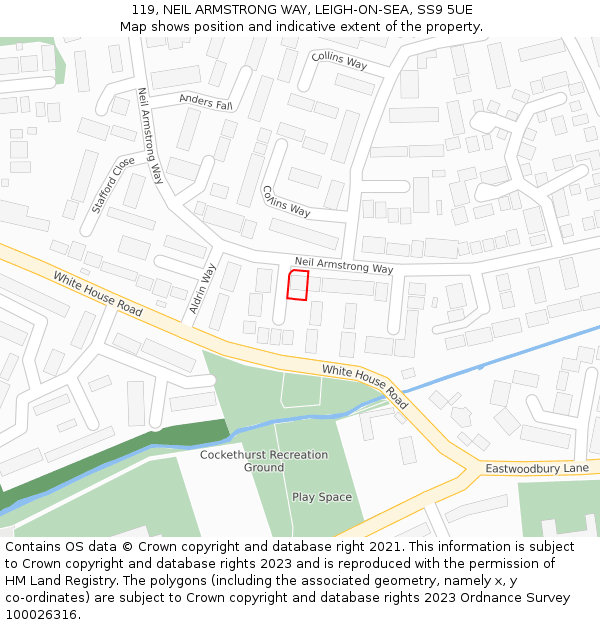 119, NEIL ARMSTRONG WAY, LEIGH-ON-SEA, SS9 5UE: Location map and indicative extent of plot