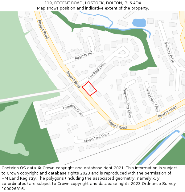 119, REGENT ROAD, LOSTOCK, BOLTON, BL6 4DX: Location map and indicative extent of plot