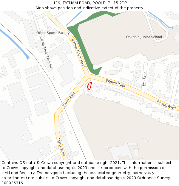 119, TATNAM ROAD, POOLE, BH15 2DP: Location map and indicative extent of plot