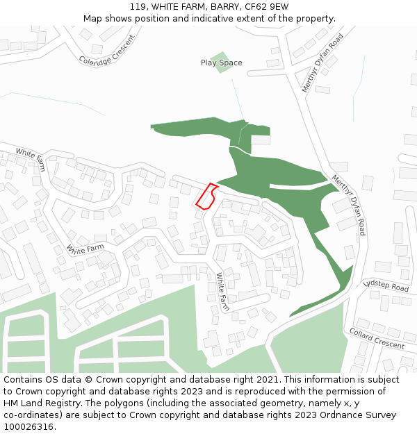 119, WHITE FARM, BARRY, CF62 9EW: Location map and indicative extent of plot