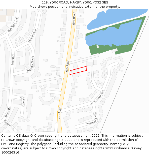 119, YORK ROAD, HAXBY, YORK, YO32 3ES: Location map and indicative extent of plot