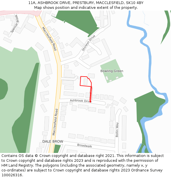 11A, ASHBROOK DRIVE, PRESTBURY, MACCLESFIELD, SK10 4BY: Location map and indicative extent of plot