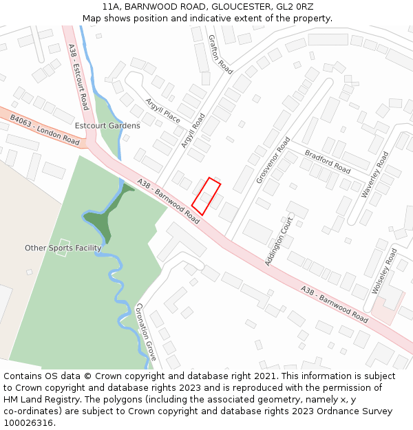 11A, BARNWOOD ROAD, GLOUCESTER, GL2 0RZ: Location map and indicative extent of plot