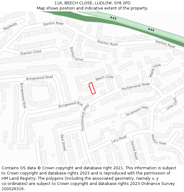 11A, BEECH CLOSE, LUDLOW, SY8 2PD: Location map and indicative extent of plot