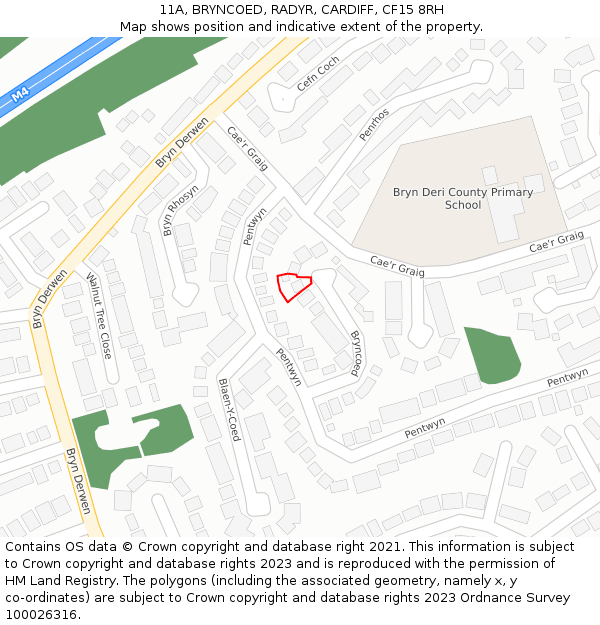 11A, BRYNCOED, RADYR, CARDIFF, CF15 8RH: Location map and indicative extent of plot