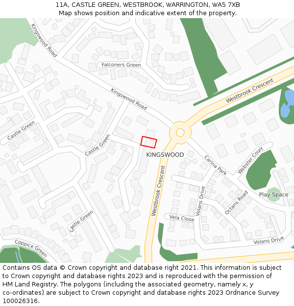 11A, CASTLE GREEN, WESTBROOK, WARRINGTON, WA5 7XB: Location map and indicative extent of plot