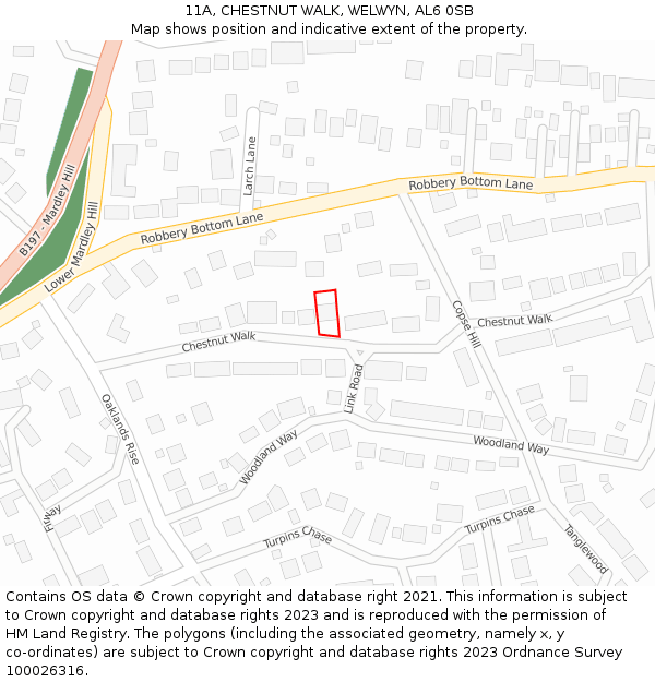 11A, CHESTNUT WALK, WELWYN, AL6 0SB: Location map and indicative extent of plot