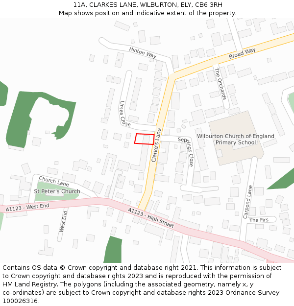 11A, CLARKES LANE, WILBURTON, ELY, CB6 3RH: Location map and indicative extent of plot