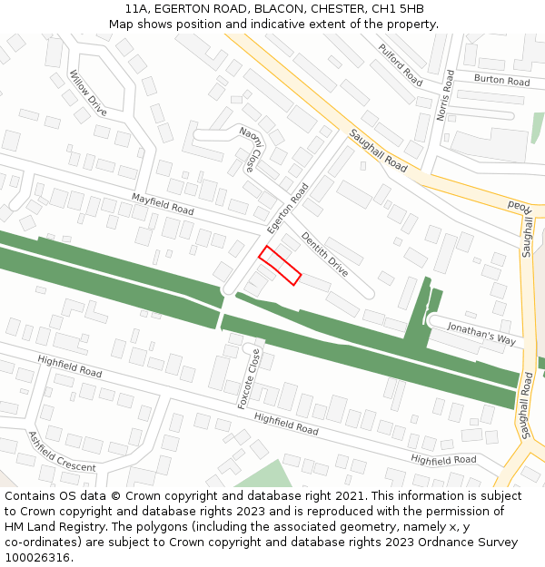 11A, EGERTON ROAD, BLACON, CHESTER, CH1 5HB: Location map and indicative extent of plot