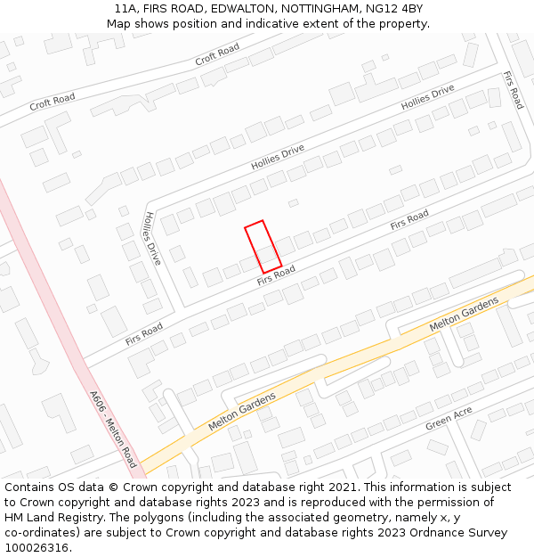 11A, FIRS ROAD, EDWALTON, NOTTINGHAM, NG12 4BY: Location map and indicative extent of plot