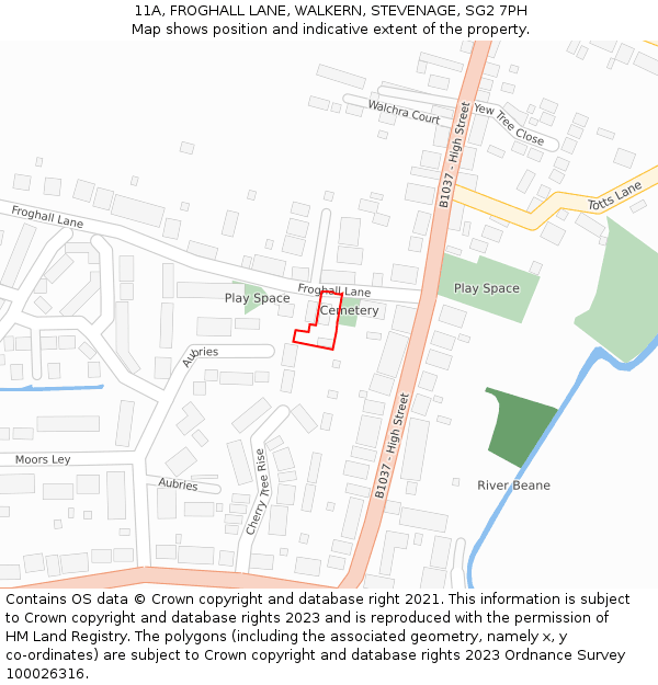 11A, FROGHALL LANE, WALKERN, STEVENAGE, SG2 7PH: Location map and indicative extent of plot