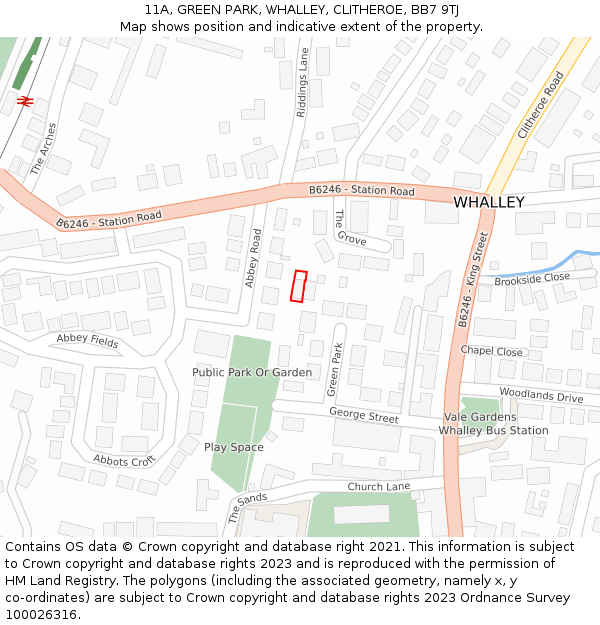 11A, GREEN PARK, WHALLEY, CLITHEROE, BB7 9TJ: Location map and indicative extent of plot