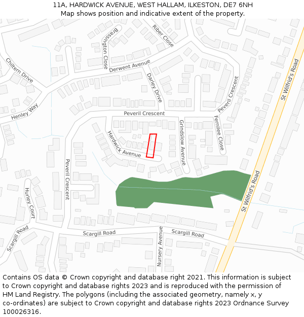 11A, HARDWICK AVENUE, WEST HALLAM, ILKESTON, DE7 6NH: Location map and indicative extent of plot