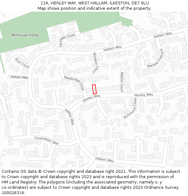 11A, HENLEY WAY, WEST HALLAM, ILKESTON, DE7 6LU: Location map and indicative extent of plot