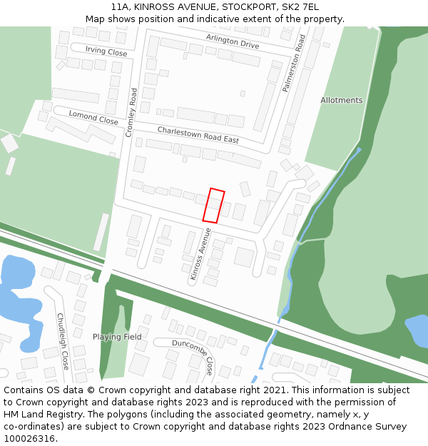 11A, KINROSS AVENUE, STOCKPORT, SK2 7EL: Location map and indicative extent of plot