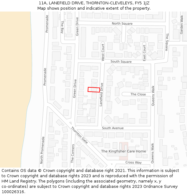 11A, LANEFIELD DRIVE, THORNTON-CLEVELEYS, FY5 1JZ: Location map and indicative extent of plot