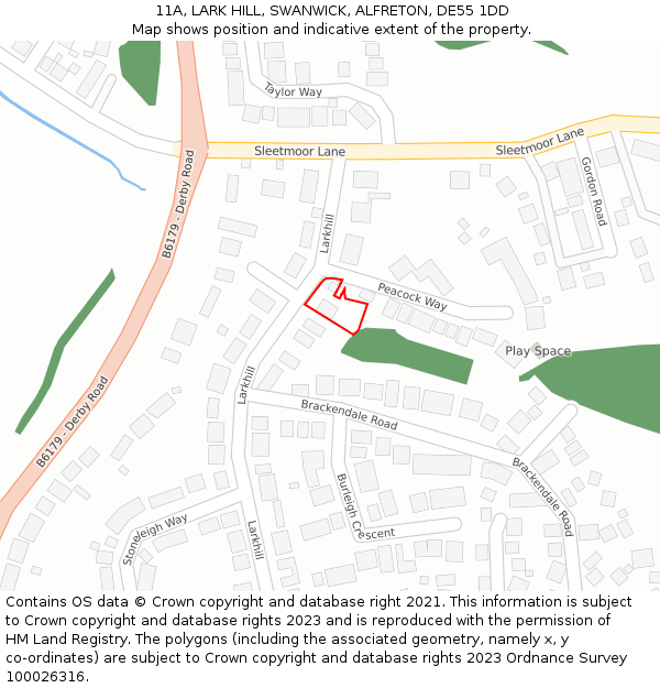 11A, LARK HILL, SWANWICK, ALFRETON, DE55 1DD: Location map and indicative extent of plot