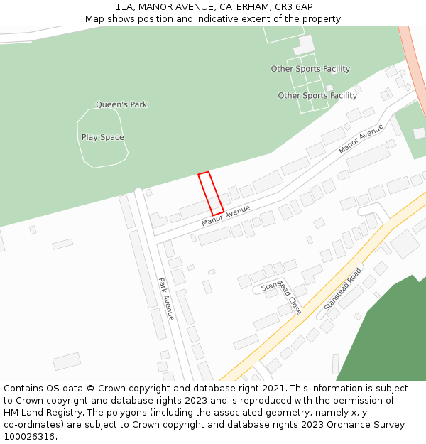 11A, MANOR AVENUE, CATERHAM, CR3 6AP: Location map and indicative extent of plot