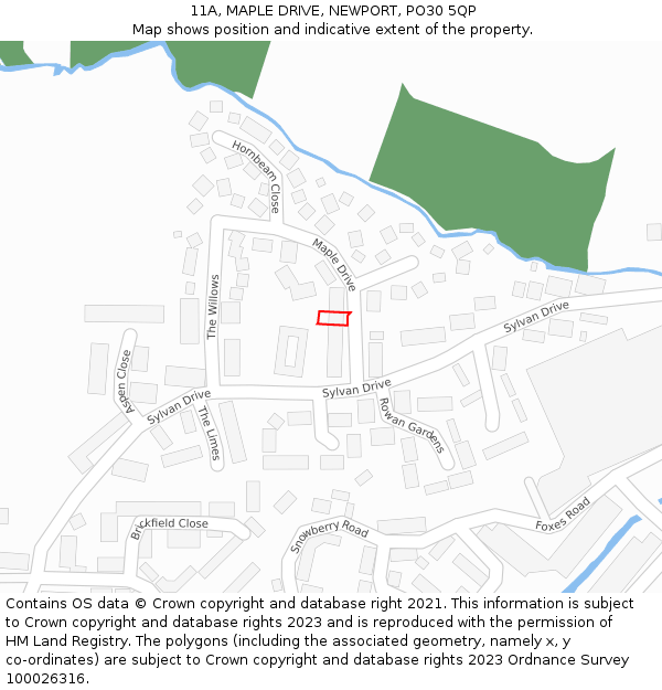 11A, MAPLE DRIVE, NEWPORT, PO30 5QP: Location map and indicative extent of plot