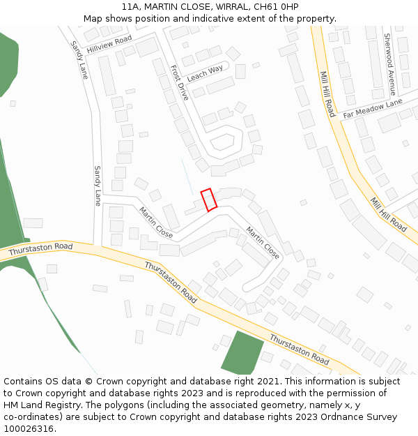 11A, MARTIN CLOSE, WIRRAL, CH61 0HP: Location map and indicative extent of plot