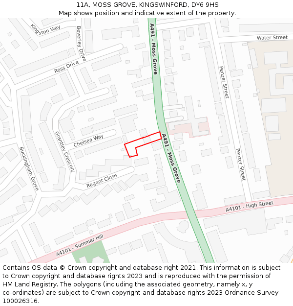 11A, MOSS GROVE, KINGSWINFORD, DY6 9HS: Location map and indicative extent of plot