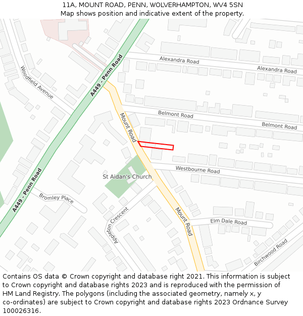 11A, MOUNT ROAD, PENN, WOLVERHAMPTON, WV4 5SN: Location map and indicative extent of plot