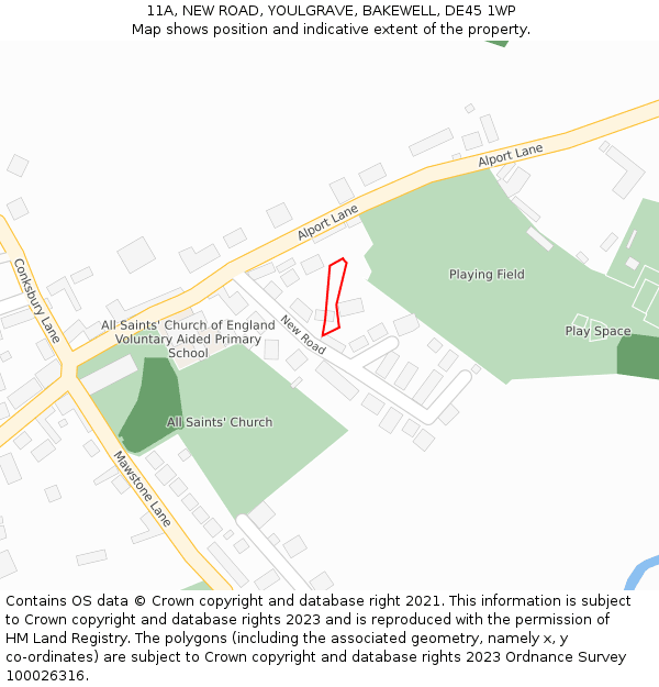 11A, NEW ROAD, YOULGRAVE, BAKEWELL, DE45 1WP: Location map and indicative extent of plot