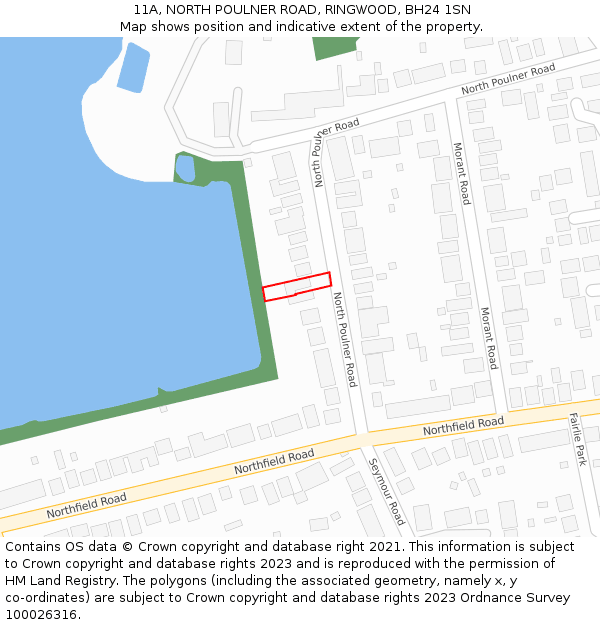 11A, NORTH POULNER ROAD, RINGWOOD, BH24 1SN: Location map and indicative extent of plot