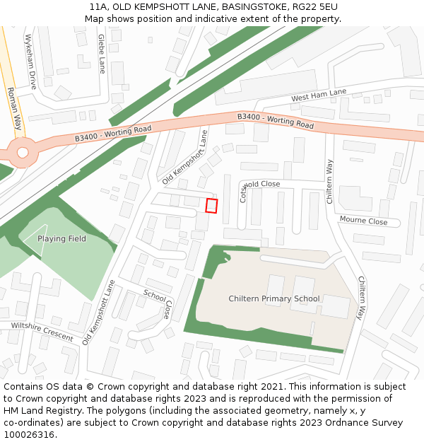 11A, OLD KEMPSHOTT LANE, BASINGSTOKE, RG22 5EU: Location map and indicative extent of plot