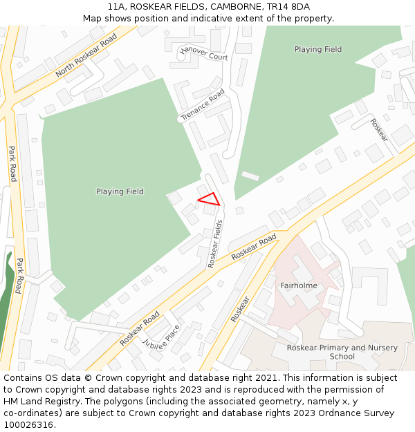 11A, ROSKEAR FIELDS, CAMBORNE, TR14 8DA: Location map and indicative extent of plot