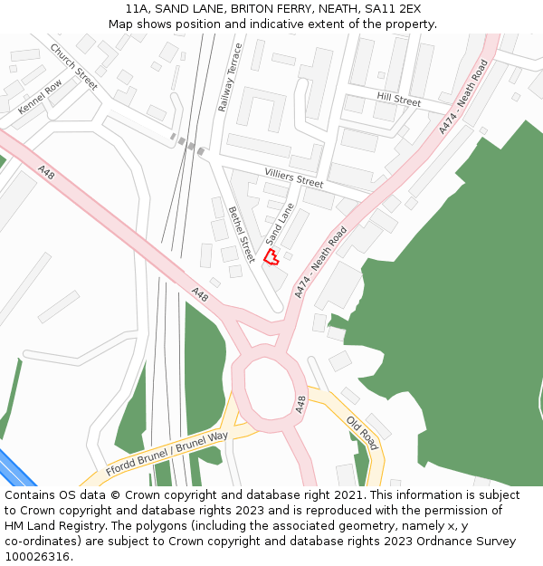 11A, SAND LANE, BRITON FERRY, NEATH, SA11 2EX: Location map and indicative extent of plot
