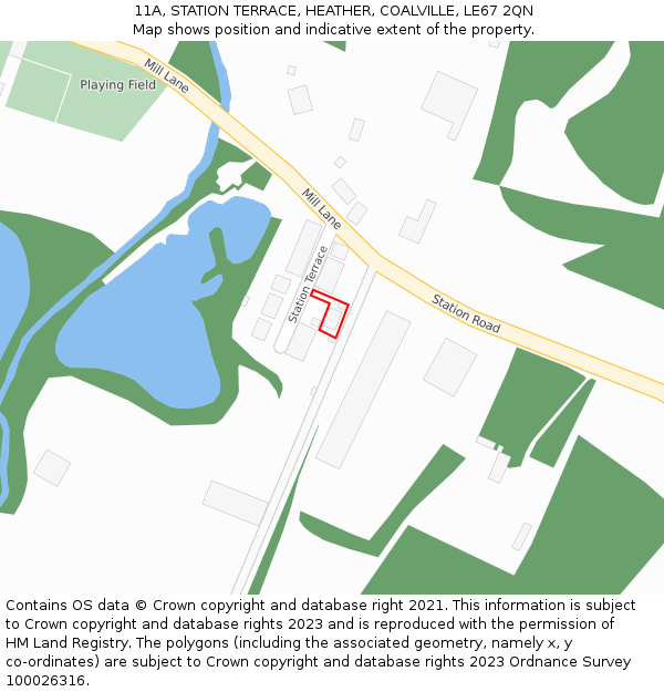 11A, STATION TERRACE, HEATHER, COALVILLE, LE67 2QN: Location map and indicative extent of plot
