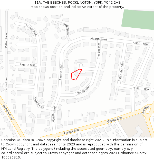 11A, THE BEECHES, POCKLINGTON, YORK, YO42 2HS: Location map and indicative extent of plot