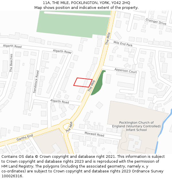 11A, THE MILE, POCKLINGTON, YORK, YO42 2HQ: Location map and indicative extent of plot