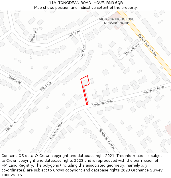 11A, TONGDEAN ROAD, HOVE, BN3 6QB: Location map and indicative extent of plot