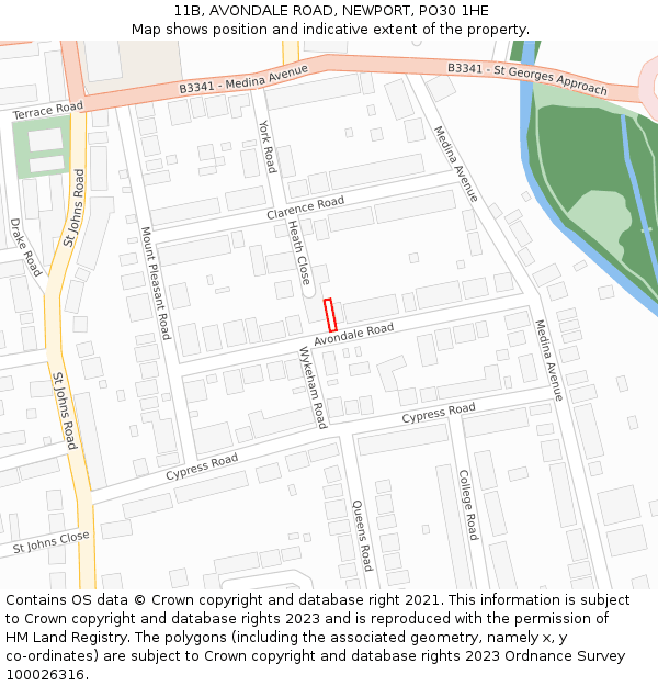 11B, AVONDALE ROAD, NEWPORT, PO30 1HE: Location map and indicative extent of plot