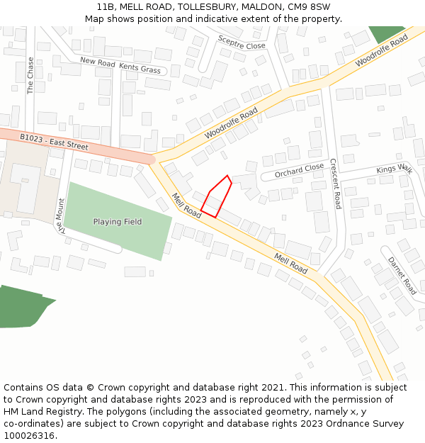 11B, MELL ROAD, TOLLESBURY, MALDON, CM9 8SW: Location map and indicative extent of plot