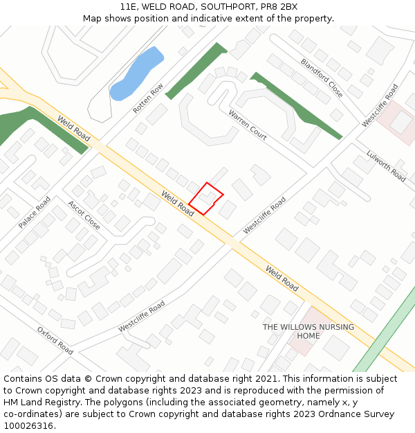 11E, WELD ROAD, SOUTHPORT, PR8 2BX: Location map and indicative extent of plot