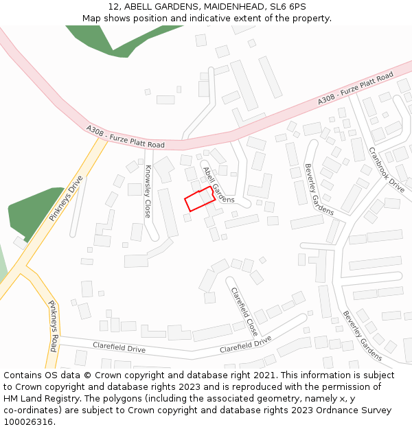 12, ABELL GARDENS, MAIDENHEAD, SL6 6PS: Location map and indicative extent of plot