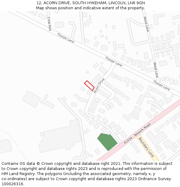 12, ACORN DRIVE, SOUTH HYKEHAM, LINCOLN, LN6 9GN: Location map and indicative extent of plot