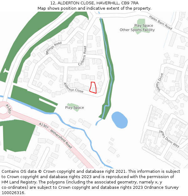 12, ALDERTON CLOSE, HAVERHILL, CB9 7RA: Location map and indicative extent of plot