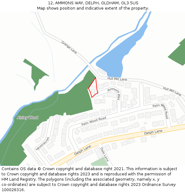 12, AMMONS WAY, DELPH, OLDHAM, OL3 5US: Location map and indicative extent of plot